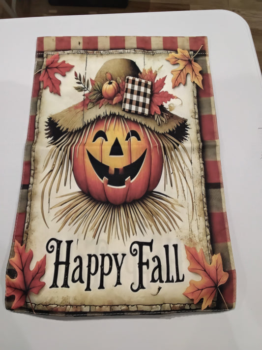 Garden Flag - Happy Fall - Scarecrow Pumpkin