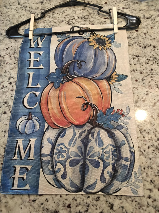 Garden Flag - Welcome Blue Pumpkin - Halloween & Fall