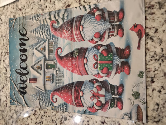 Garden Flags - 3 Gnome Christmas