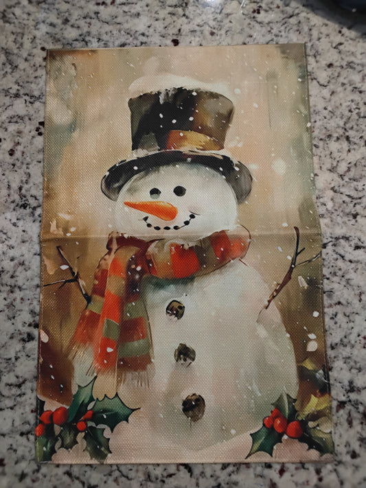 Garden Flag - Snowman w/ Holly
