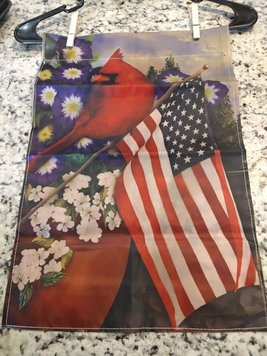 Garden Flag - American Flag and Cardinal - 4th of July