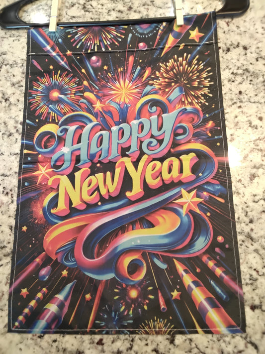 Garden Flag - Happy New Year w/ Fireworks