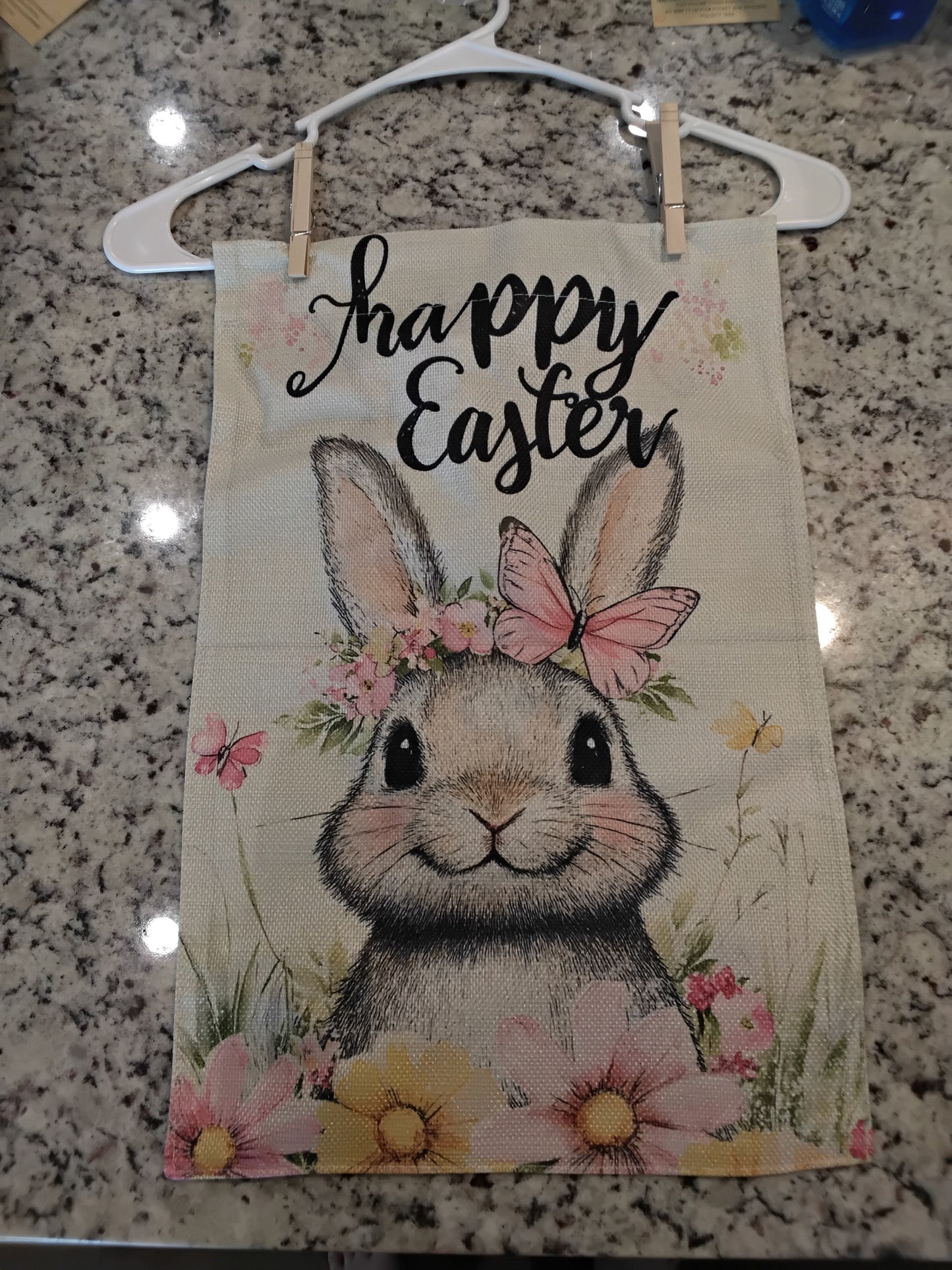 Garden Flag - Happy Easter Pink Bunny