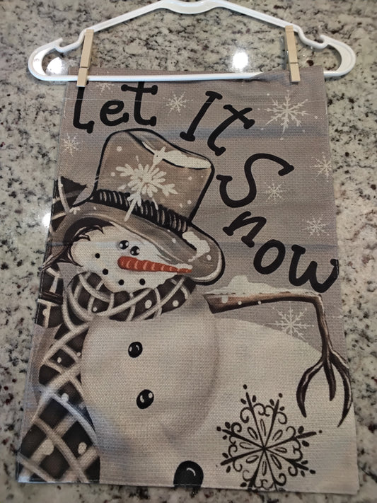 Garden Flag - Let It Snow - Grey / Gray and Black Snowman