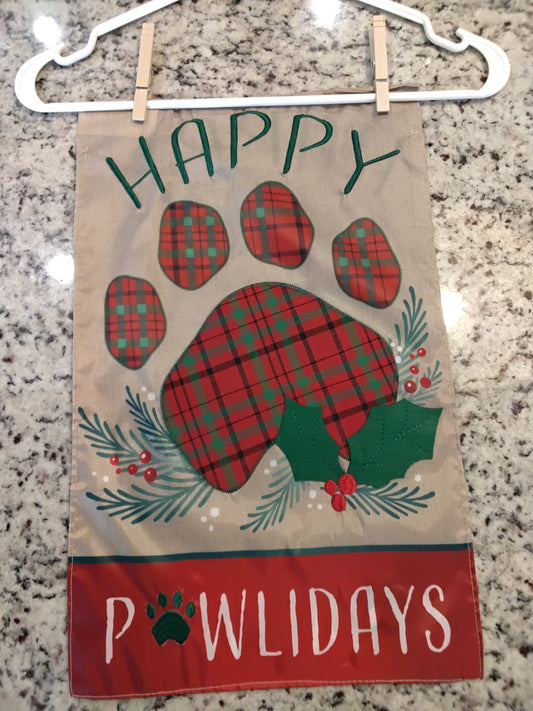 Garden Flag - Happy Pawlidays  - Christmas