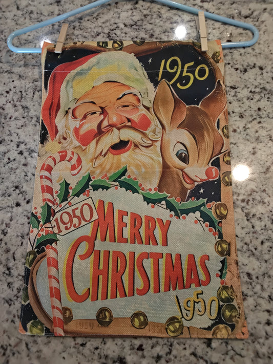 Garden Flag - Merry Christmas 1950 - Vintage Looking