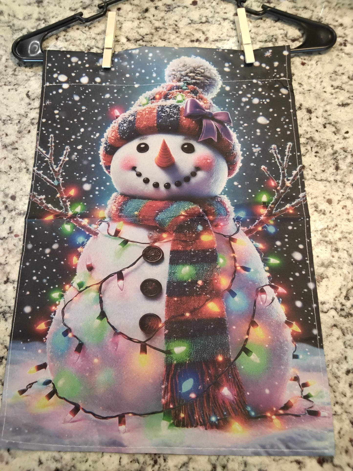 Garden Flag - Snowman Light Strings No Words   Christmas