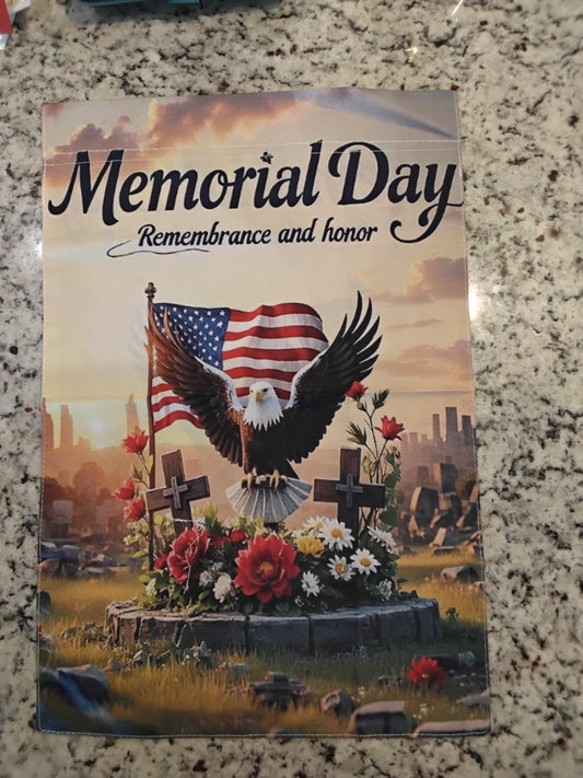 Garden Flag - Memorial Day - With Eagle - Rememberance and Honor