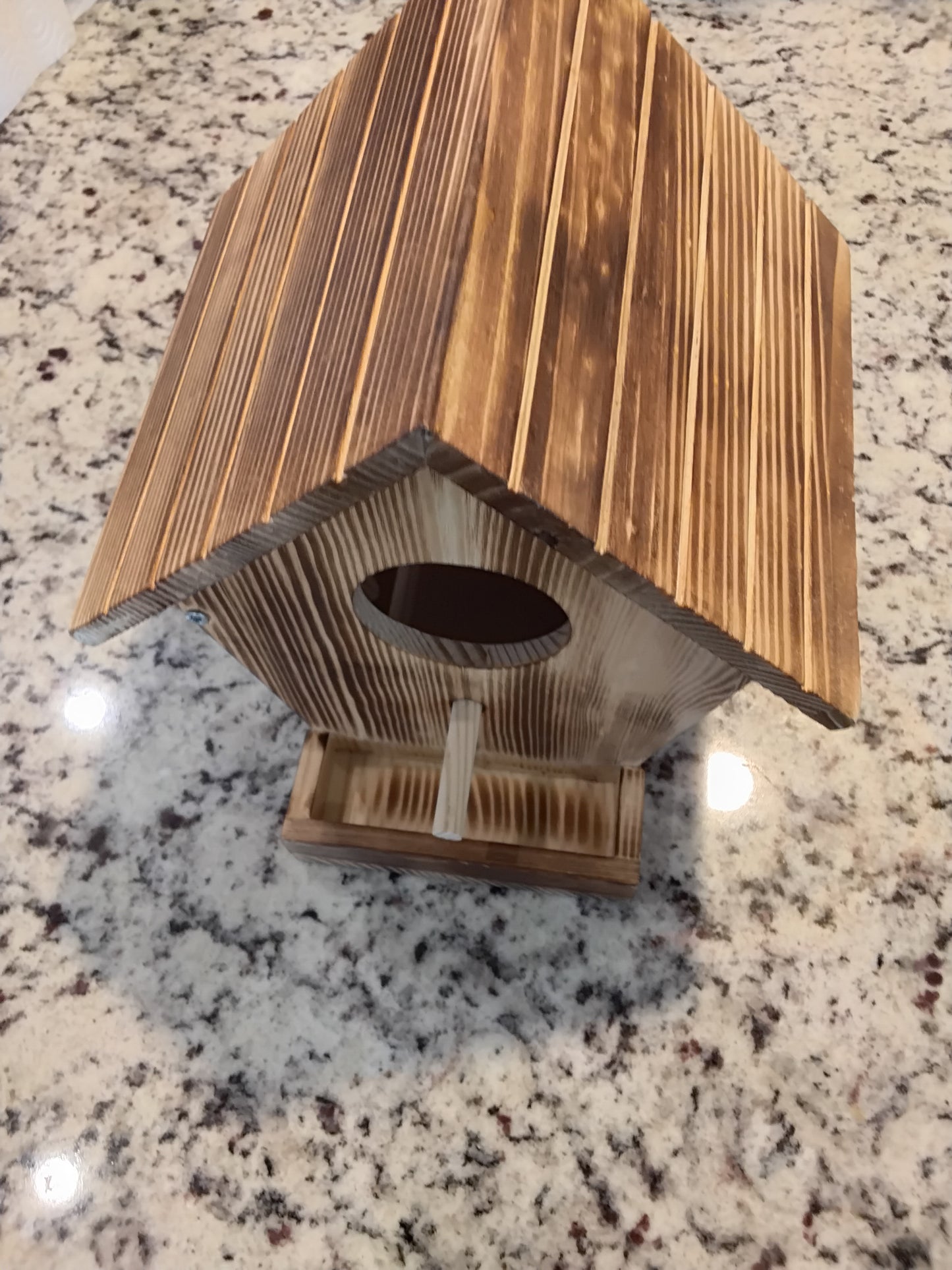 Birdhouse - Large - Handmade - Stained - Peak Roof