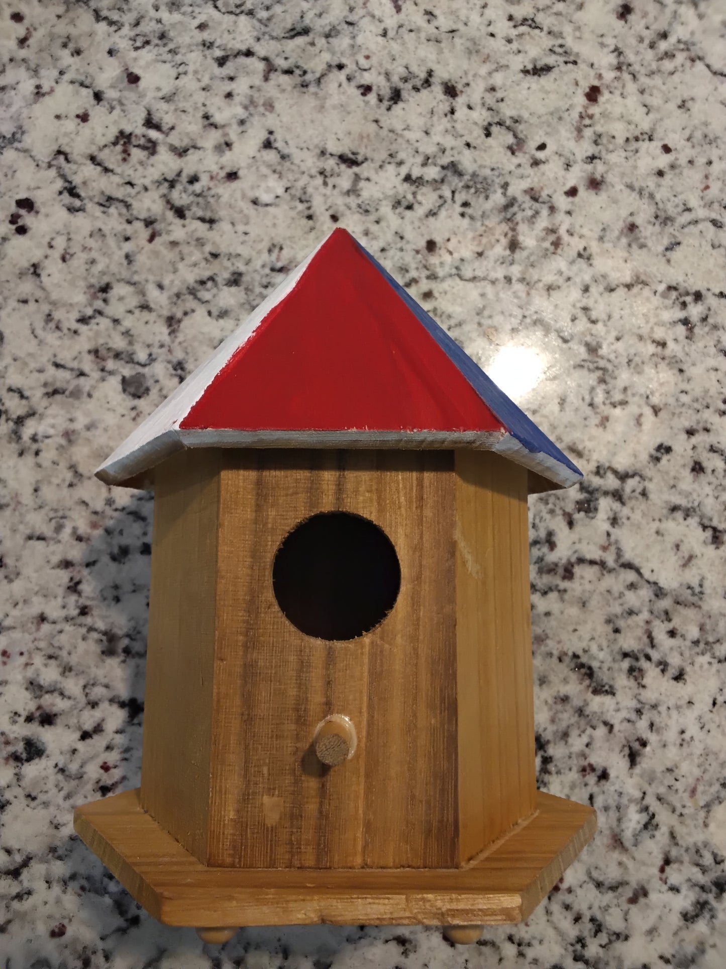 Birdhouse - Large - Handmade - Hand Painted - Peak Roof, Red, White, Blue - 4th of July - Memorial Day