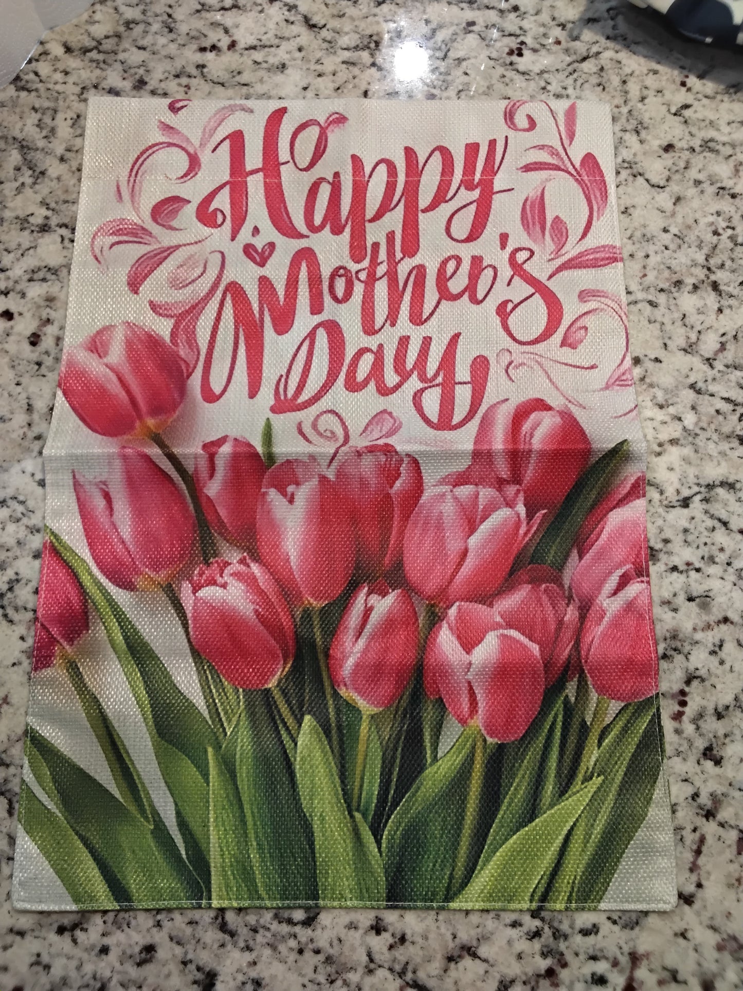 Garden Flag - Happy Mother's Day w/ Pink Tulips