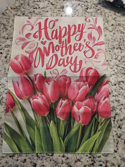 Garden Flag - Happy Mother's Day w/ Pink Tulips