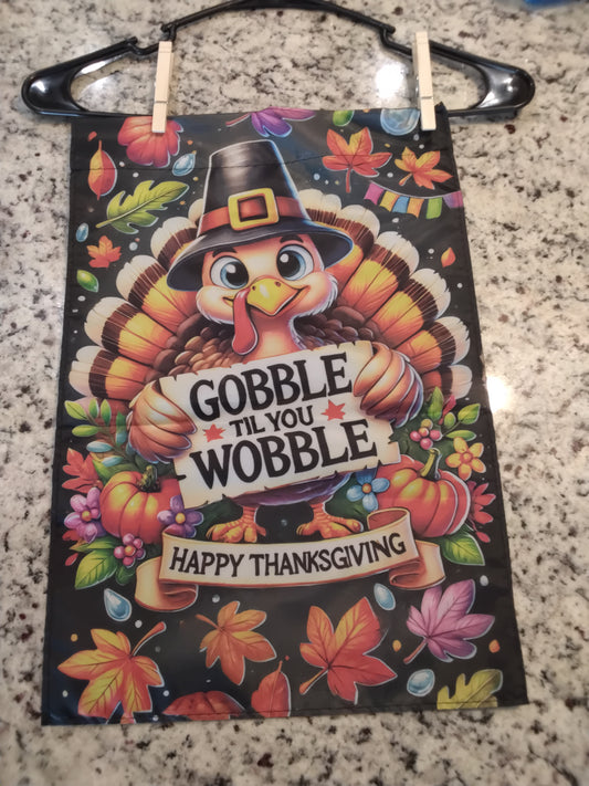 Garden Flag - Thanksgiving Turkey Gobble Wobble   Happy Thanksgiving