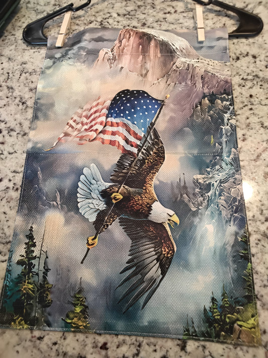 Garden Flag - Eagle Holding American Flag - 4th of July